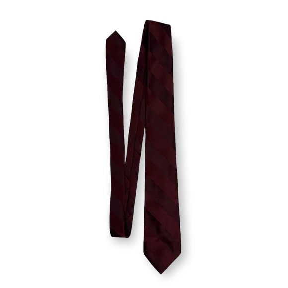 Vintage G Galvani Maroon Red Awning Stripe Pattern Standard Tie Business Fancy - Picture 1 of 5